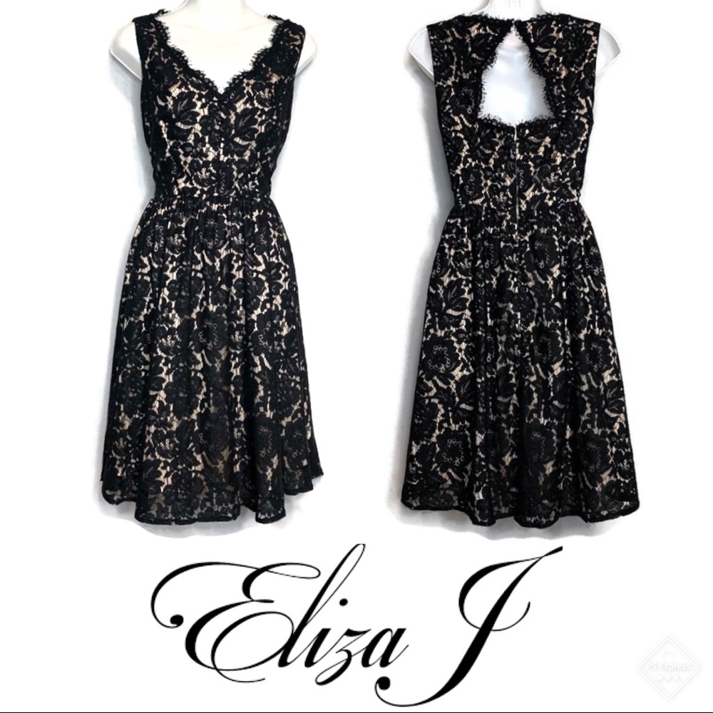 NWOT Eliza J. Black Lace Sleeveless Dress  Sz 6